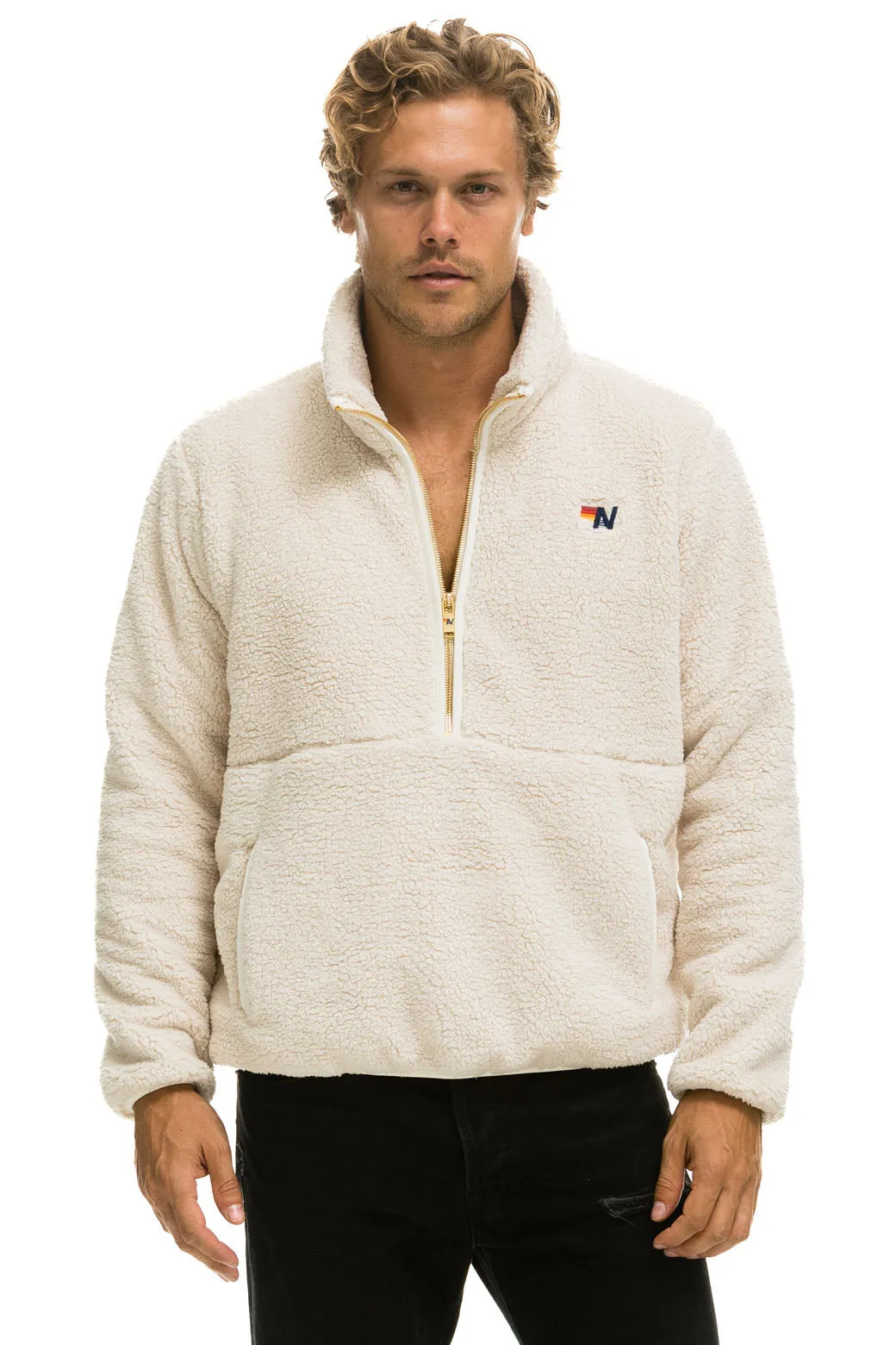 TEDDY UNISEX HALF ZIP JACKET - VINTAGE WHITE