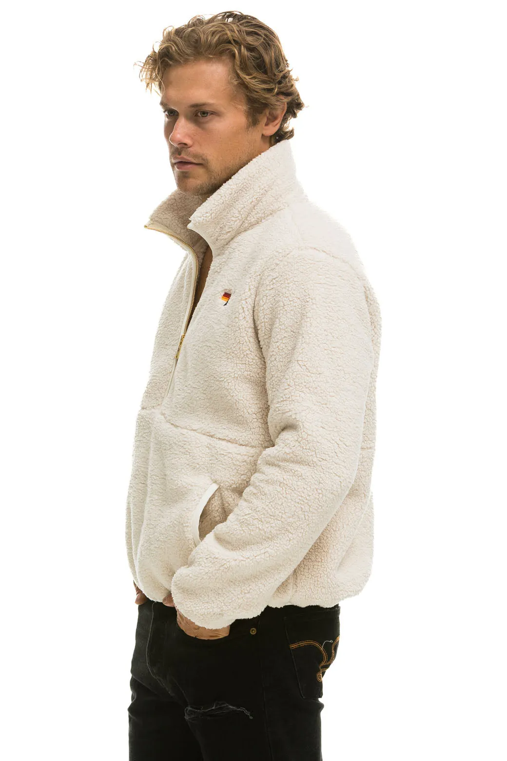 TEDDY UNISEX HALF ZIP JACKET - VINTAGE WHITE