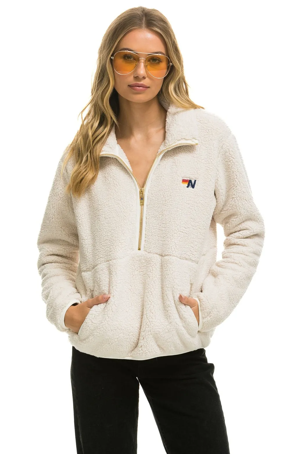 TEDDY UNISEX HALF ZIP JACKET - VINTAGE WHITE