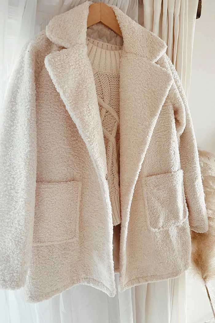 Terry Fur Coat Blazer - Beige