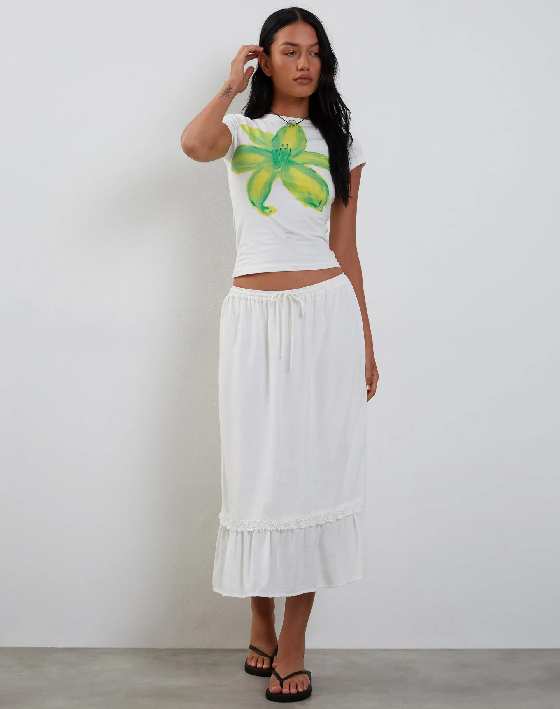 Tiona Printed Tee in Summer Flower Lime