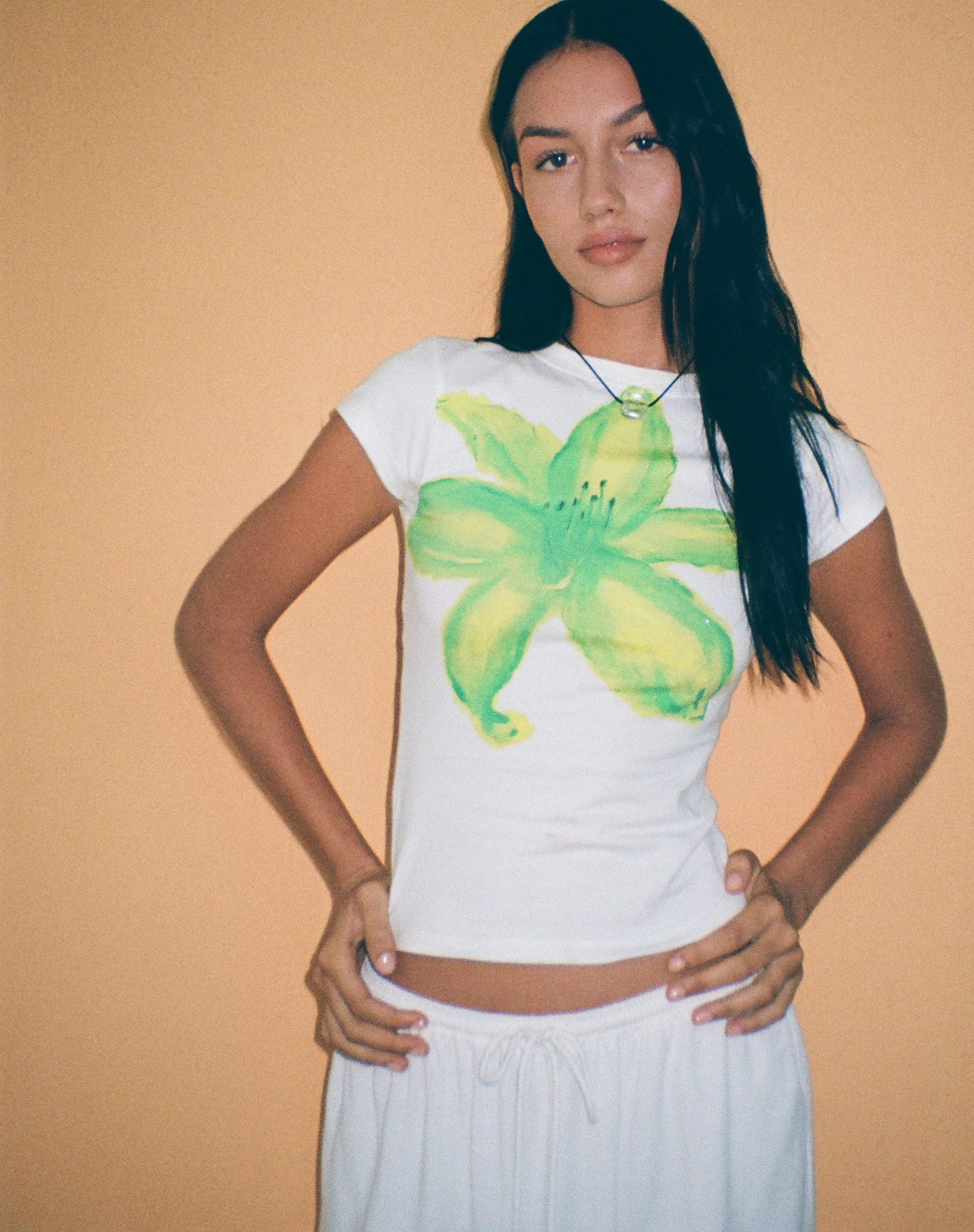 Tiona Printed Tee in Summer Flower Lime