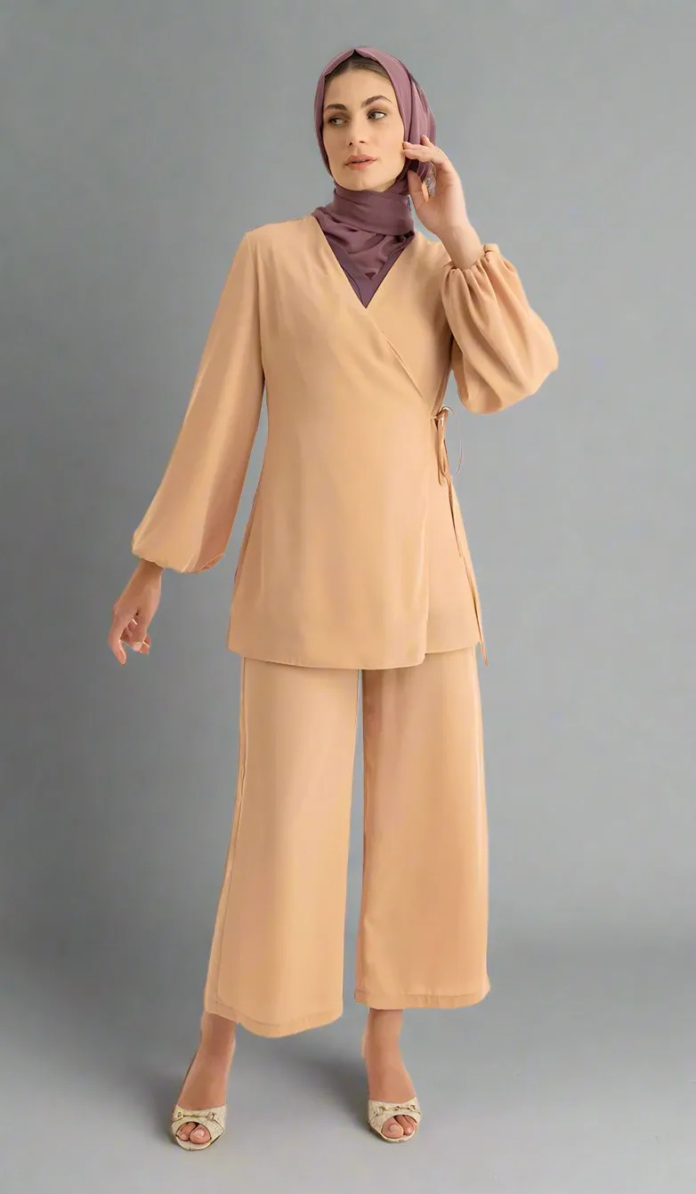 Ula Light Long Comfy Wrap Jacket - Caramel - Final Sale