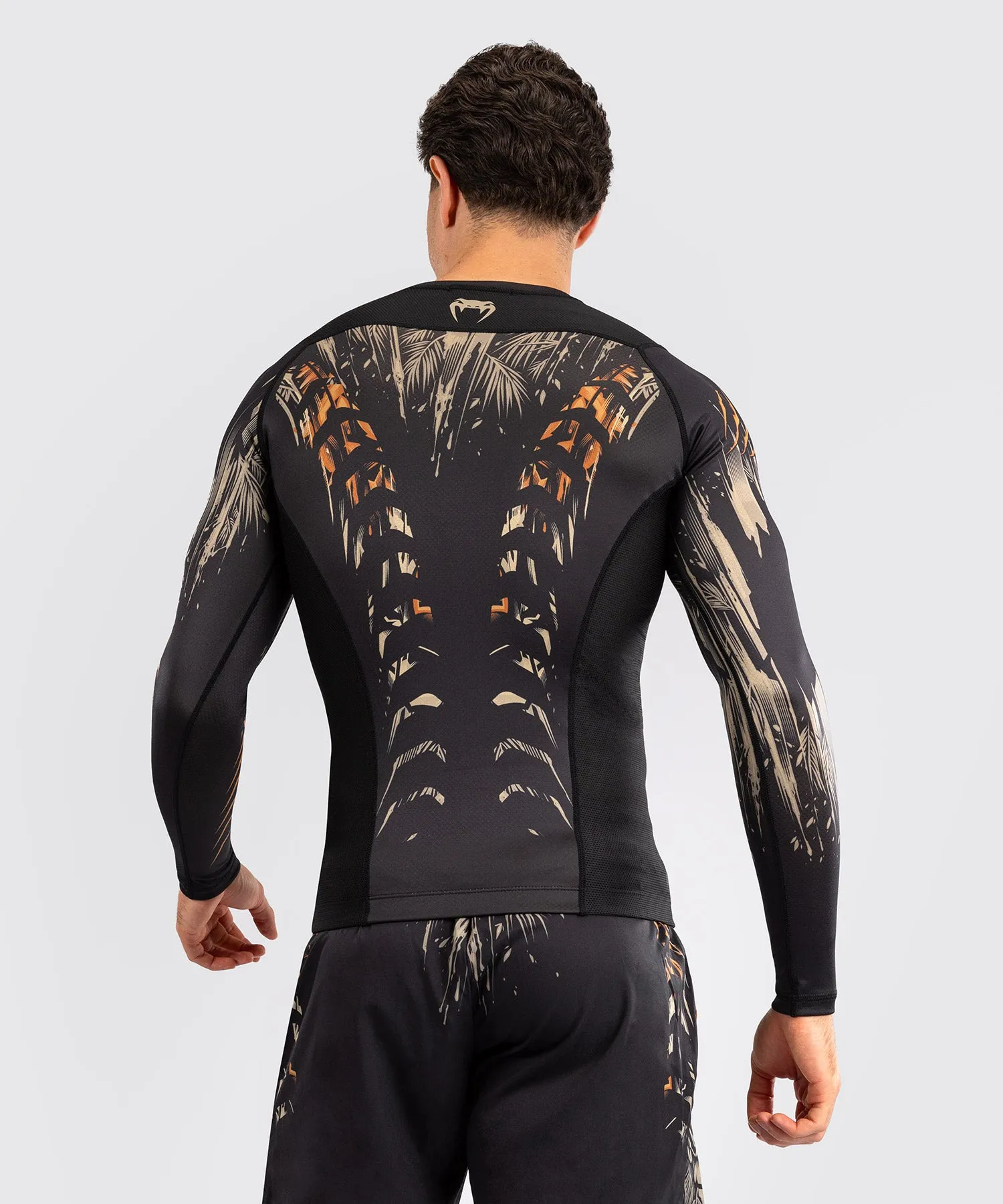 Venum Tiger Men's Long Sleeve Rashguard - Black/Neon Orange