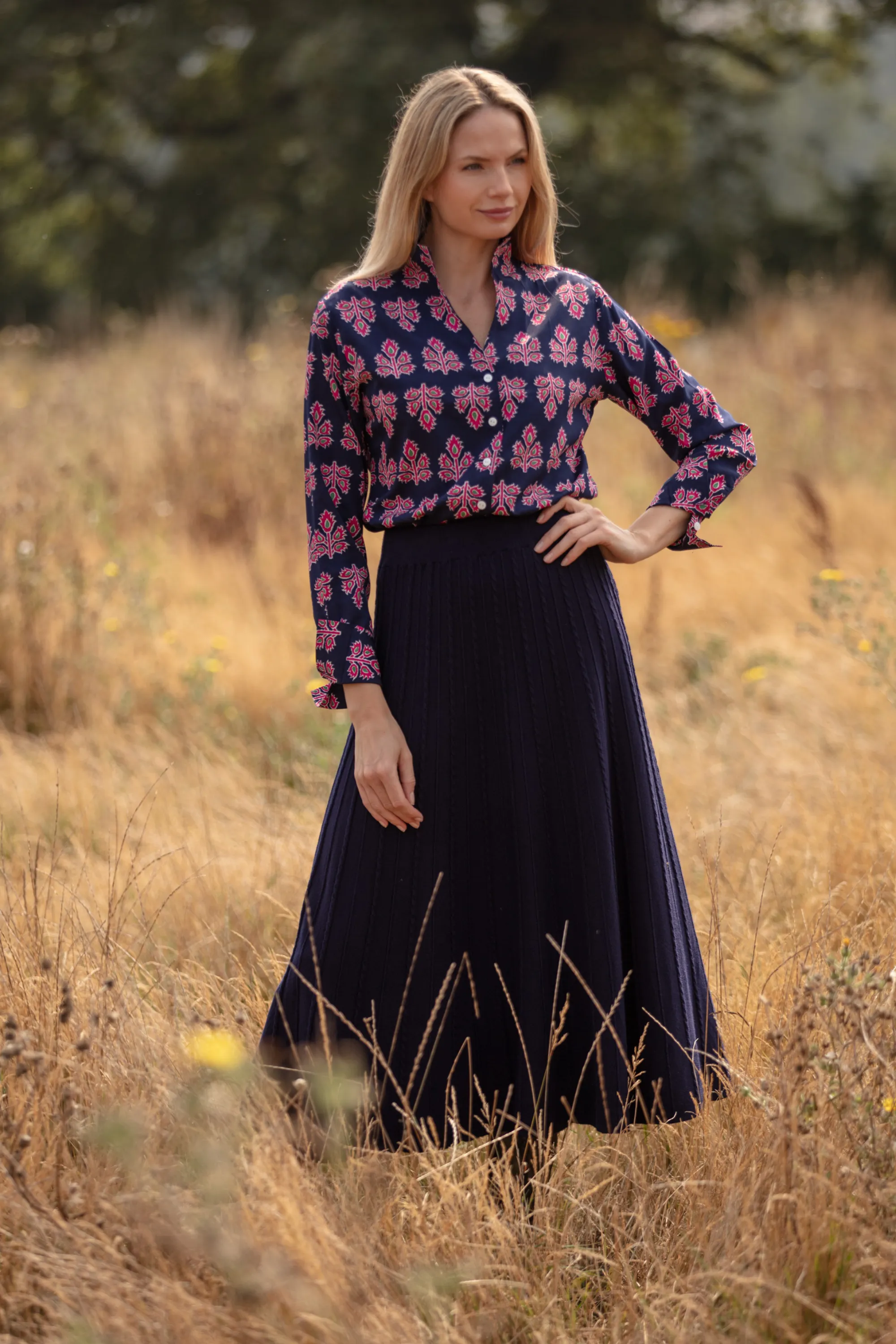 Willow Knitted Skirt in Navy