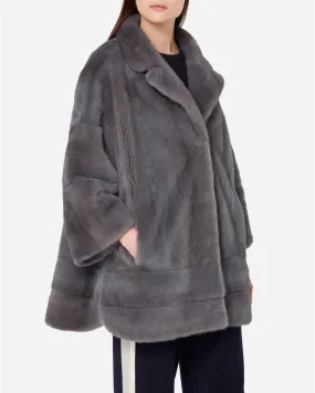 Women's Bracelet Sleeve Mink Coat Grey