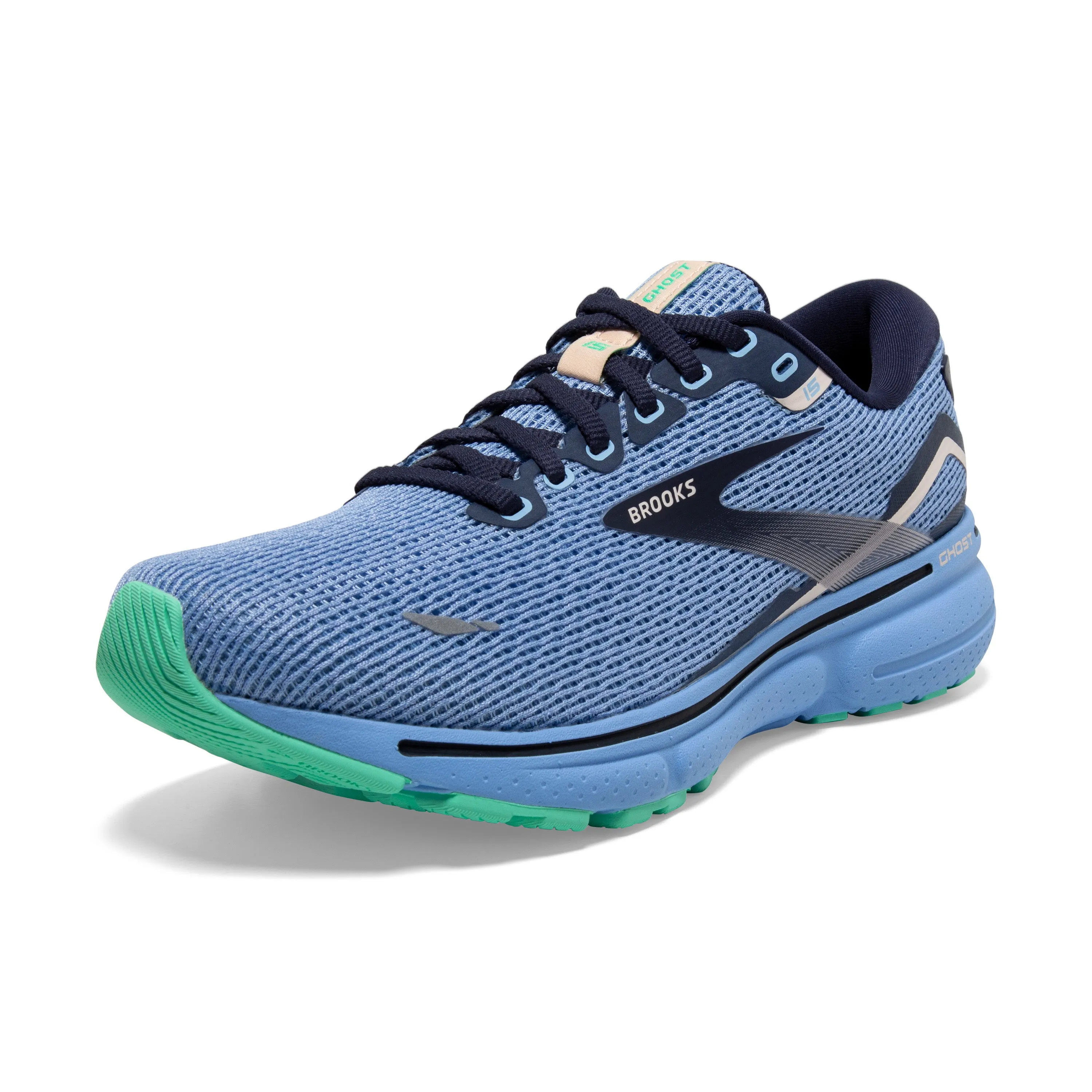 Women's Brooks Ghost 15 1203801B472 Color: Blue/ Peacoat / Linen