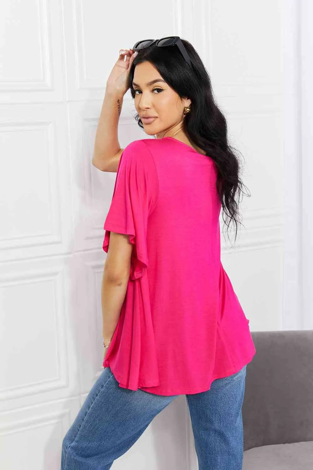 Yelete Full Size More Than Words Flutter Sleeve Top